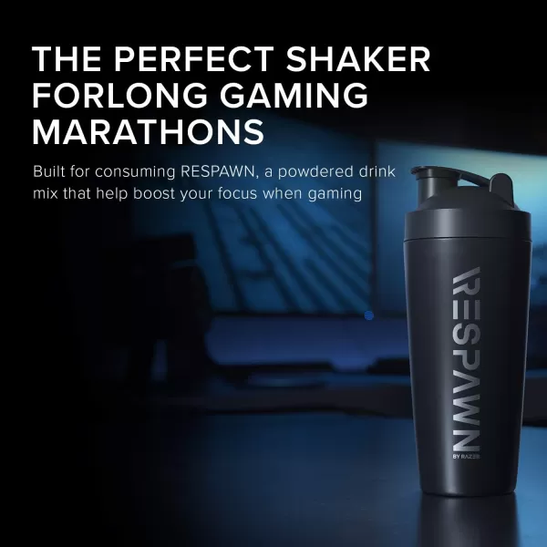 RESPAWN By Razer Stainless Steel Shaker  Pink  DualInsulated Shaker Cup  BuiltIn Grate  Locking Cap  20ozBlack