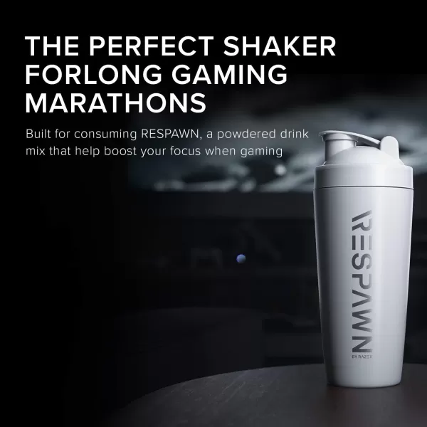 RESPAWN By Razer Stainless Steel Shaker  Pink  DualInsulated Shaker Cup  BuiltIn Grate  Locking Cap  20ozWhite