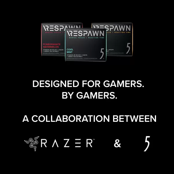 RESPAWN by 5 Sugar Free Focus Chewing Gum 6ct Variety Pack 90 Sticks Cool Mint 80 Count