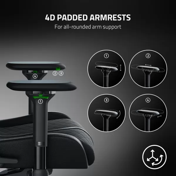 Razer Enki Gaming Chair AllDay Comfort  Builtin Lumbar Arch  Optimized Cushion Density  DualTextured EcoFriendly Synthetic Leather  Reactive Seat Tilt ampamp 152Degree Recline  BlackBlack