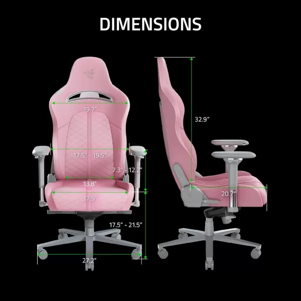 Razer Enki Gaming Chair AllDay Comfort  Builtin Lumbar Arch  Optimized Cushion Density  DualTextured EcoFriendly Synthetic Leather  Reactive Seat Tilt ampamp 152Degree Recline  BlackQuartz