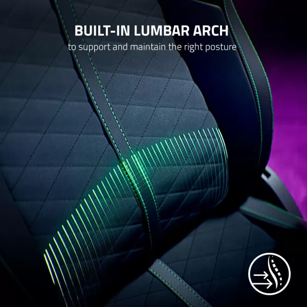 Razer Enki Gaming Chair AllDay Comfort  Builtin Lumbar Arch  Optimized Cushion Density  DualTextured EcoFriendly Synthetic Leather  Reactive Seat Tilt ampamp 152Degree Recline  BlackBlack
