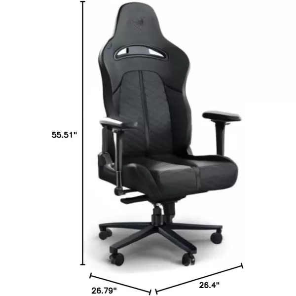 Razer Enki Gaming Chair AllDay Gaming Comfort  Builtin Lumbar Arch  Optimized Cushion Density  DualTextured EcoFriendly Synthetic Leather  Reactive Seat Tilt ampamp 152Degree Recline  GreenBlack