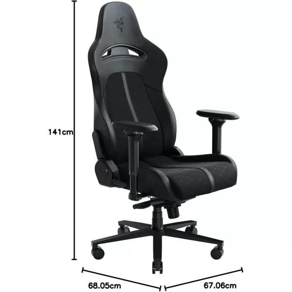 Razer Enki Gaming Chair AllDay Gaming Comfort  Builtin Lumbar Arch  Optimized Cushion Density  DualTextured EcoFriendly Synthetic Leather  Reactive Seat Tilt ampamp 152Degree Recline  GreenBlack