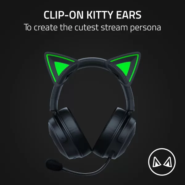 Razer Kitty Ears V2 Clipon Kitty Ears for Headsets Gaming Headphones  Universal Fit  Versatile Adjustable Straps  Lightweight Sillicone  Durable ampamp Comfortable  Classic Black