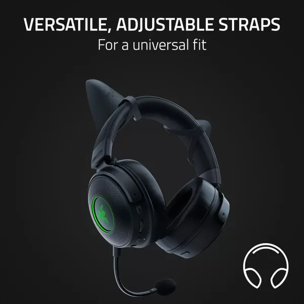 Razer Kitty Ears V2 Clipon Kitty Ears for Headsets Gaming Headphones  Universal Fit  Versatile Adjustable Straps  Lightweight Sillicone  Durable ampamp Comfortable  Classic Black