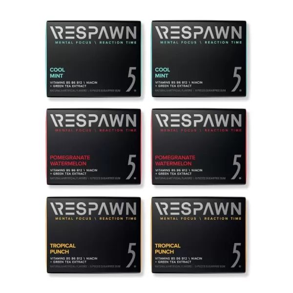 RESPAWN By 5 6ct Variety Pack Cool Mint Pomegranate Watermelon Tropical Punch
