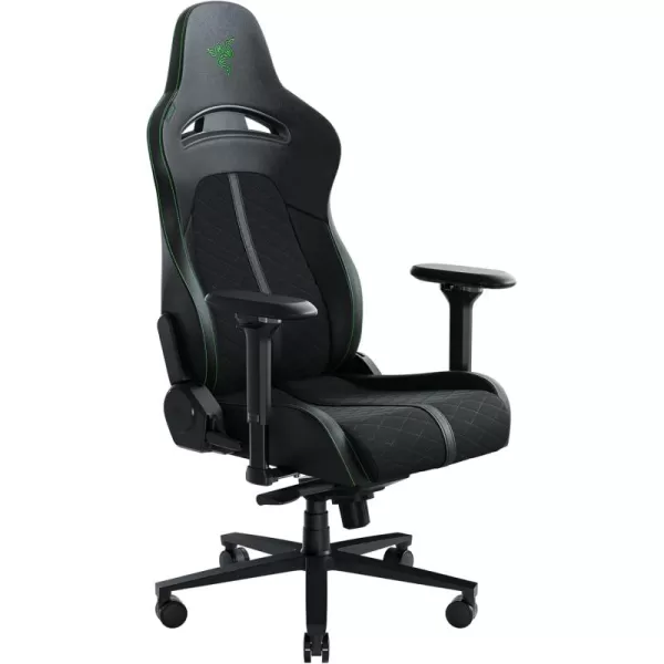 Razer Enki Gaming Chair AllDay Gaming Comfort  Builtin Lumbar Arch  Optimized Cushion Density  DualTextured EcoFriendly Synthetic Leather  Reactive Seat Tilt ampamp 152Degree Recline  GreenBlackGreen