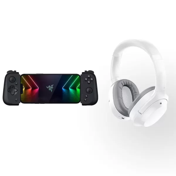 Razer Kishi V2 Mobile Gaming Controller for iPhone Opus X Wireless Low Latency Headset Mobile Gaming Bundle