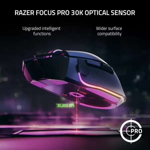 imageRazer Basilisk V3 Pro Customizable Wireless Gaming Mouse Fast Optical Switches Gen3  HyperScroll Tilt Wheel  Chroma RGB  11 Programmable Buttons  Focus Pro 30K Optical Sensor  WhiteWhite