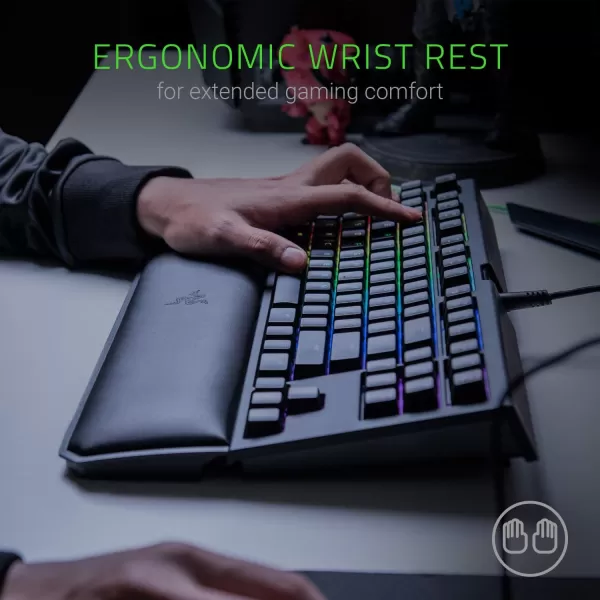 imageRazer BlackWidow TE Chroma v2 TKL Tenkeyless Mechanical Gaming Keyboard Green Key Switches Tactile ampamp Clicky Chroma RGB Lighting Magnetic Wrist Rest Programmable Macros Classic BlackGreen Switches  Tactile  Clicky