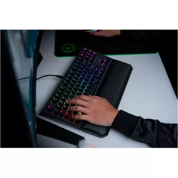 imageRazer BlackWidow TE Chroma v2 TKL Tenkeyless Mechanical Gaming Keyboard Green Key Switches Tactile ampamp Clicky Chroma RGB Lighting Magnetic Wrist Rest Programmable Macros Classic BlackV2 TKL TE