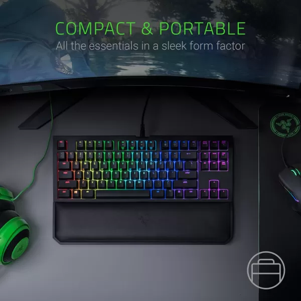 imageRazer BlackWidow TE Chroma v2 TKL Tenkeyless Mechanical Gaming Keyboard Green Key Switches Tactile ampamp Clicky Chroma RGB Lighting Magnetic Wrist Rest Programmable Macros Classic BlackGreen Switches  Tactile  Clicky