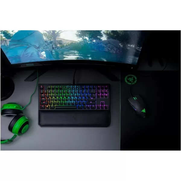 imageRazer BlackWidow TE Chroma v2 TKL Tenkeyless Mechanical Gaming Keyboard Green Key Switches Tactile ampamp Clicky Chroma RGB Lighting Magnetic Wrist Rest Programmable Macros Classic BlackV2 TKL TE