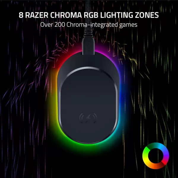 imageRazer Mouse Dock Pro with Wireless Charging Puck Magnetic Wireless Charging  Integrated HyperPolling 4K Hz Transceiver  AntiSlip Base  Chroma RGB Lighting  Black