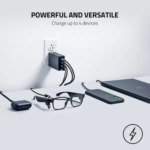 imageRazer USBC 130W GaN Charger 4 Ports  Super Fast Charging for Laptops MacBook iPad iPhone Samsung Galaxy  Charge Multiple Devices  Compact ampamp Travel Ready  International Plugs Included  BlackBlack