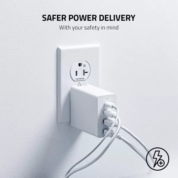 imageRazer USBC 130W GaN Charger 4 Ports  Super Fast Charging for Laptops MacBook iPad iPhone Samsung Galaxy  Charge Multiple Devices  Compact ampamp Travel Ready  International Plugs Included  BlackWhite