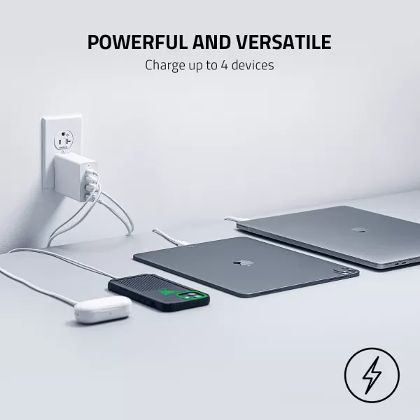 imageRazer USBC 130W GaN Charger 4 Ports  Super Fast Charging for Laptops MacBook iPad iPhone Samsung Galaxy  Charge Multiple Devices  Compact ampamp Travel Ready  International Plugs Included  BlackWhite