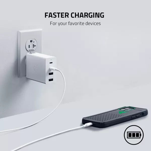 imageRazer USBC 130W GaN Charger 4 Ports  Super Fast Charging for Laptops MacBook iPad iPhone Samsung Galaxy  Charge Multiple Devices  Compact ampamp Travel Ready  International Plugs Included  BlackWhite
