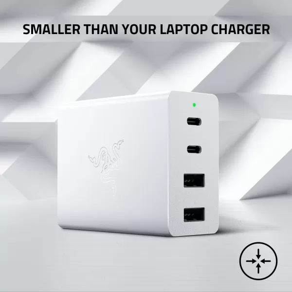 imageRazer USBC 130W GaN Charger 4 Ports  Super Fast Charging for Laptops MacBook iPad iPhone Samsung Galaxy  Charge Multiple Devices  Compact ampamp Travel Ready  International Plugs Included  BlackWhite