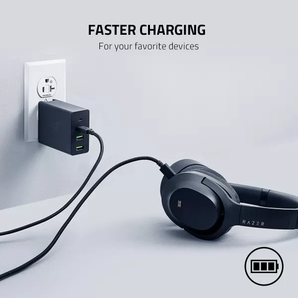imageRazer USBC 130W GaN Charger 4 Ports  Super Fast Charging for Laptops MacBook iPad iPhone Samsung Galaxy  Charge Multiple Devices  Compact ampamp Travel Ready  International Plugs Included  BlackBlack