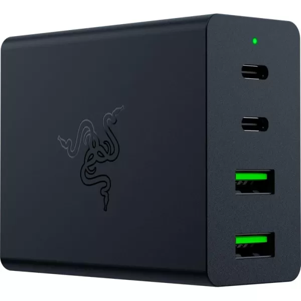 imageRazer USBC 130W GaN Charger 4 Ports  Super Fast Charging for Laptops MacBook iPad iPhone Samsung Galaxy  Charge Multiple Devices  Compact ampamp Travel Ready  International Plugs Included  BlackBlack