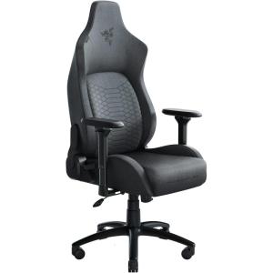 imageRazer Iskur Gaming Chair Ergonomic Lumbar Support System  MultiLayered Synthetic Leather Foam Cushions  Engineered to Carry  Memory Foam Head Cushion  BlackGrey Fabric
