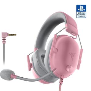 imageRazer BlackShark V2 X PlayStation Gaming Headset 50mm Drivers  Cardioid Mic  Lightweight  Comfortable Noise Isolating Earcups  for PS5 Xbox Series X PC Switch via 35 mm Jack  Quartz Pink