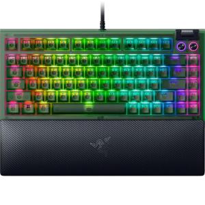 imageRazer BlackWidow V4 75 Mechanical Gaming Keyboard HotSwappable Design  Compact ampamp Durable  Orange Tactile Switches  Chroma RGB  MF Roller ampamp Media Keys  Comfortable Wrist Rest  Phantom Green