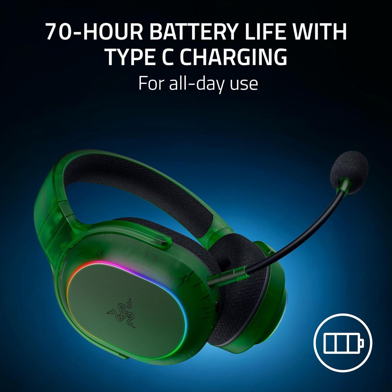 imageRazer Barracuda X Chroma Wireless Gaming Headset 24GHz Wireless ampamp Bluetooth  Lightweight  RGB  40mm Drivers  Cardioid Mic  70 Hr Battery  for PC Mac PS5 Switch Smartphone  Phantom Green