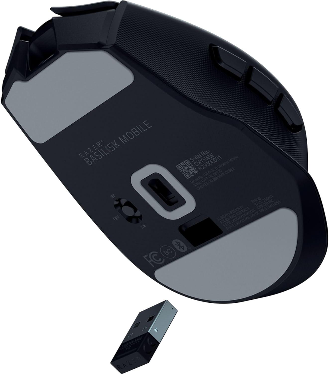 imageRazer Basilisk Mobile Portable Ergonomic Wireless Gaming Mouse 10 Programmable Controls HyperScroll  Optical Switches Gen3  Long Battery Life  AI Prompt  24 GHz Bluetooth USB C