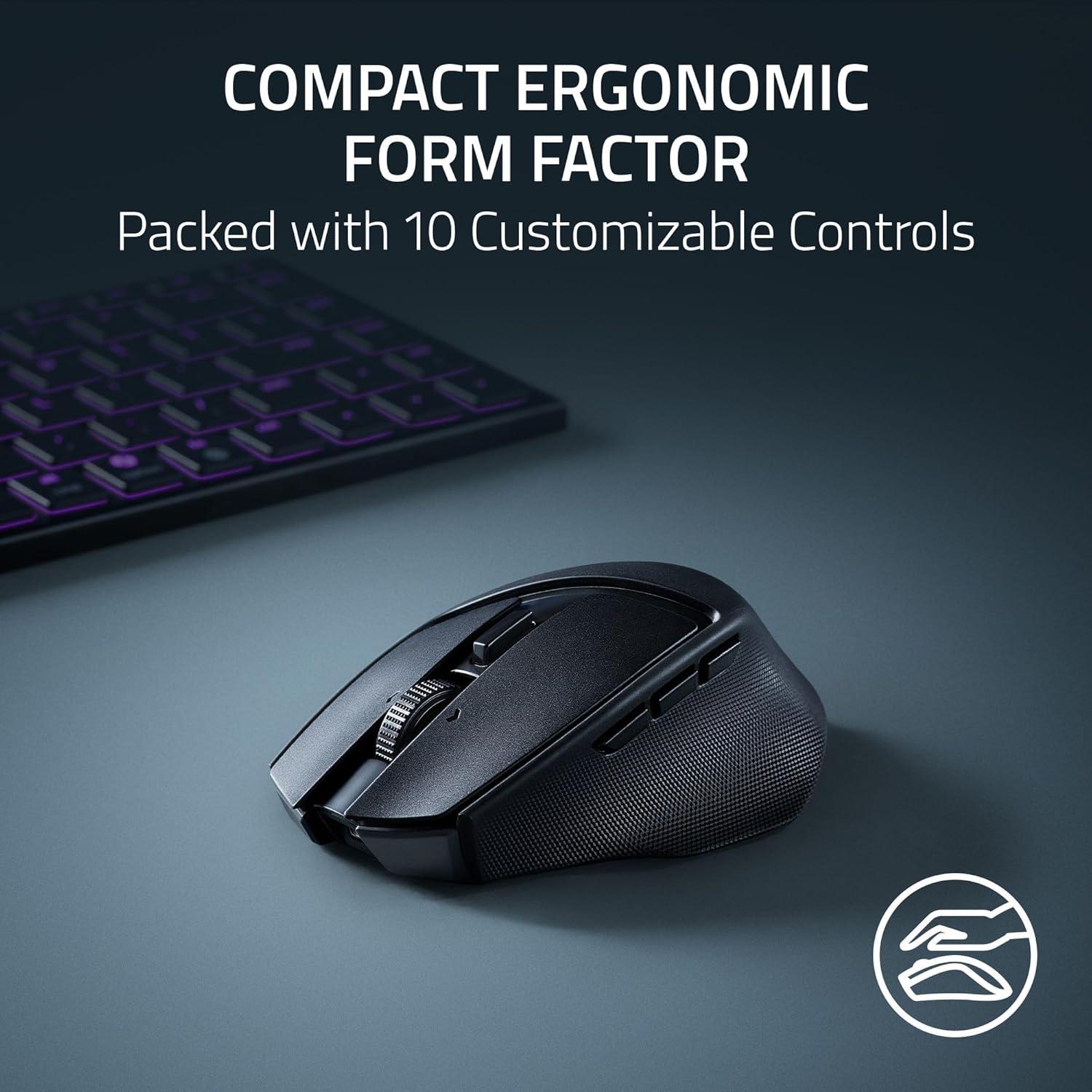 imageRazer Basilisk Mobile Portable Ergonomic Wireless Gaming Mouse 10 Programmable Controls HyperScroll  Optical Switches Gen3  Long Battery Life  AI Prompt  24 GHz Bluetooth USB C