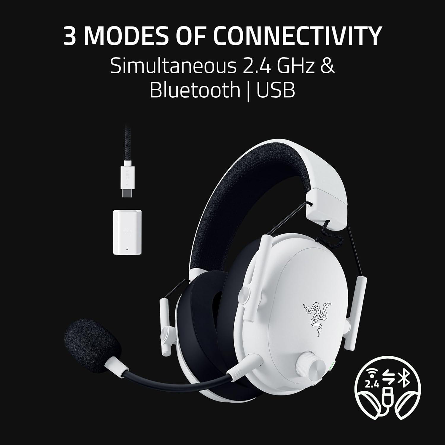 imageRazer BlackShark V3 Wireless Gaming Headset for PC 50mm Drivers  Super Wideband Mic  24 GHz Bluetooth USB  Works with Mac PS5 Nintendo Switch Smartphone  70 Hr Battery  White