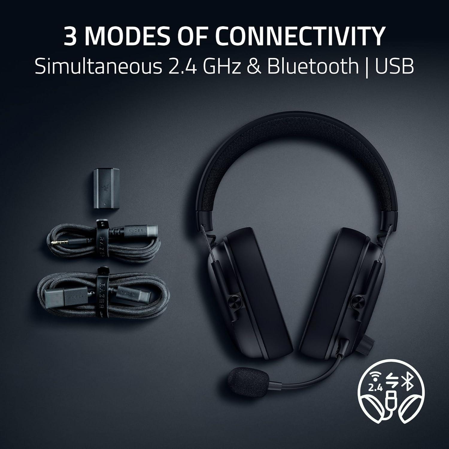 imageRazer BlackShark V3 Wireless Gaming Headset for PC 50mm Drivers  Super Wideband Mic  24 GHz Bluetooth USB  Works with Mac PS5 Nintendo Switch Smartphone  70 Hr Battery  Black