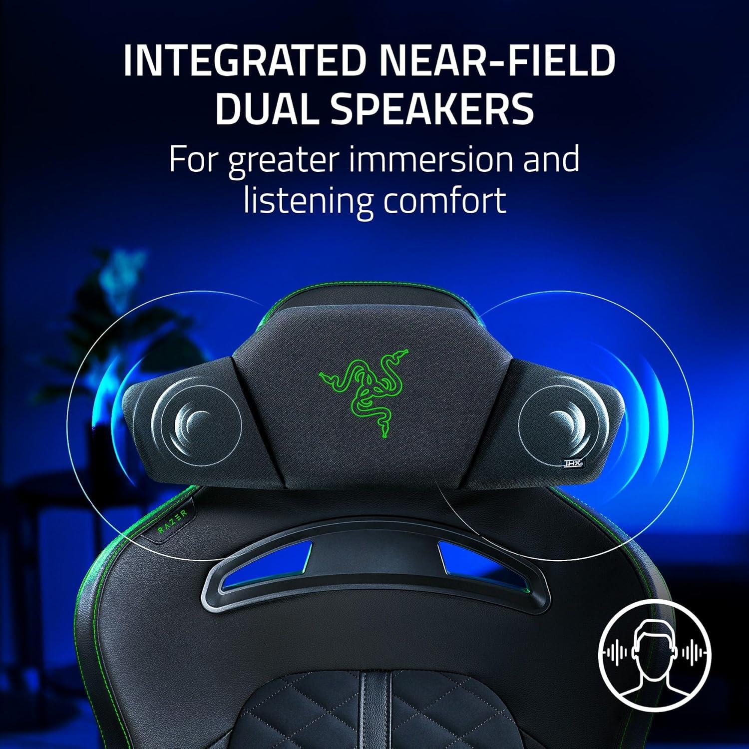 imageRazer Clio Wireless Speaker Head Cushion THX Spatial Audio Enabled  Integrated Near Field Dual Speakers  Multiple Audio Setups  Two 43 mm Full Range Drivers  Aluminum Cone  Bluetooth ampamp USB C