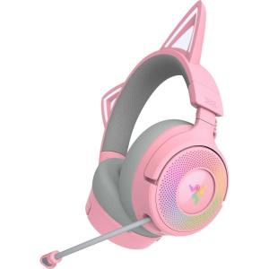 imageRazer Kraken Kitty V3 Pro Wireless RGB Gaming Headset Chroma RGB Kitty Ears  24 GHz Bluetooth 53 USB A  Super Wideband Mic  40mm Drivers  THX Spatial Audio  Comfortable Ear Cushions  Pink