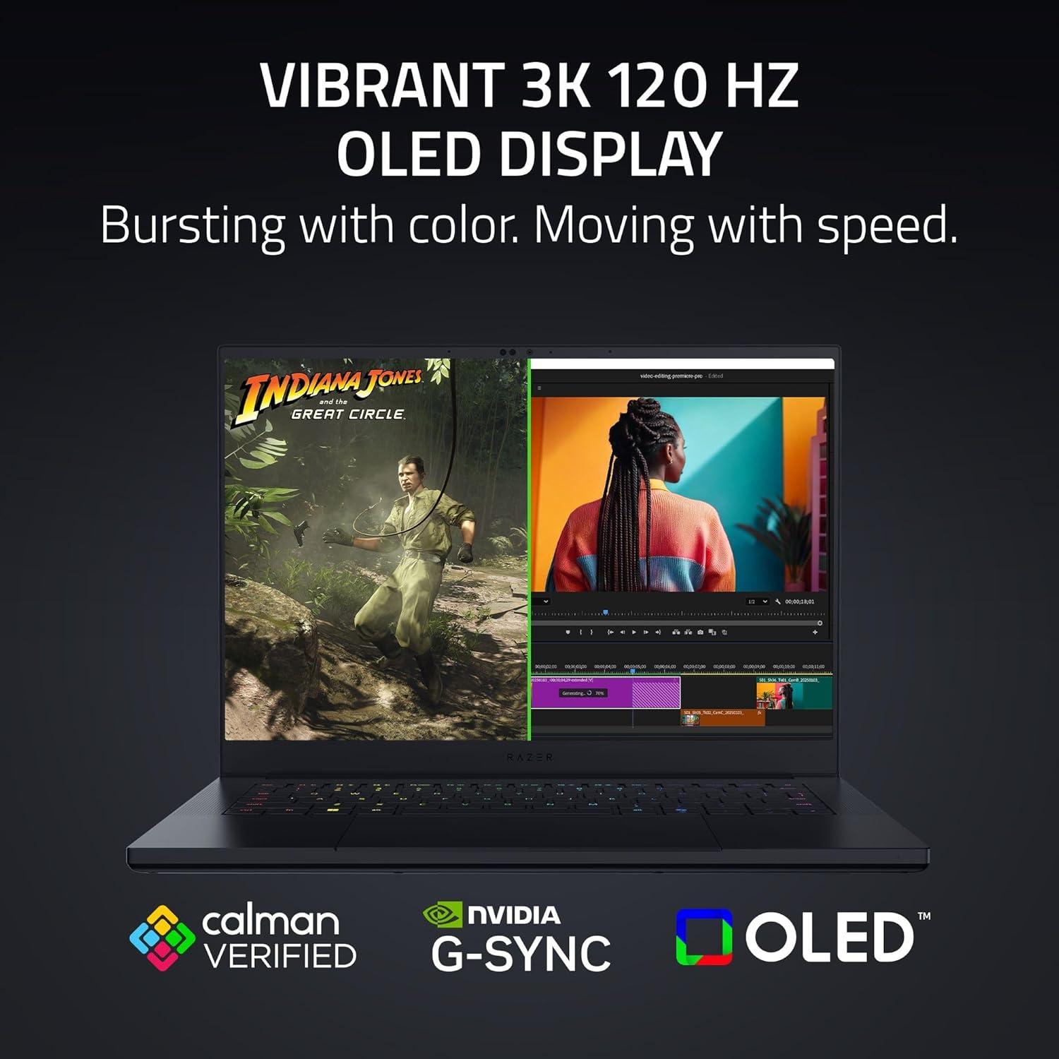 imageRazer Blade 14 2025 Gaming Laptop NVIDIA GeForce RTX 5070  AMD Ryzen AI 9 365 CPU  3K 120Hz OLED Display  32GB LPDDR5X RAM  1TB SSD  Thin ampamp Lightweight  Chroma RGB  Windows  MercuryRyzen AI 9 365