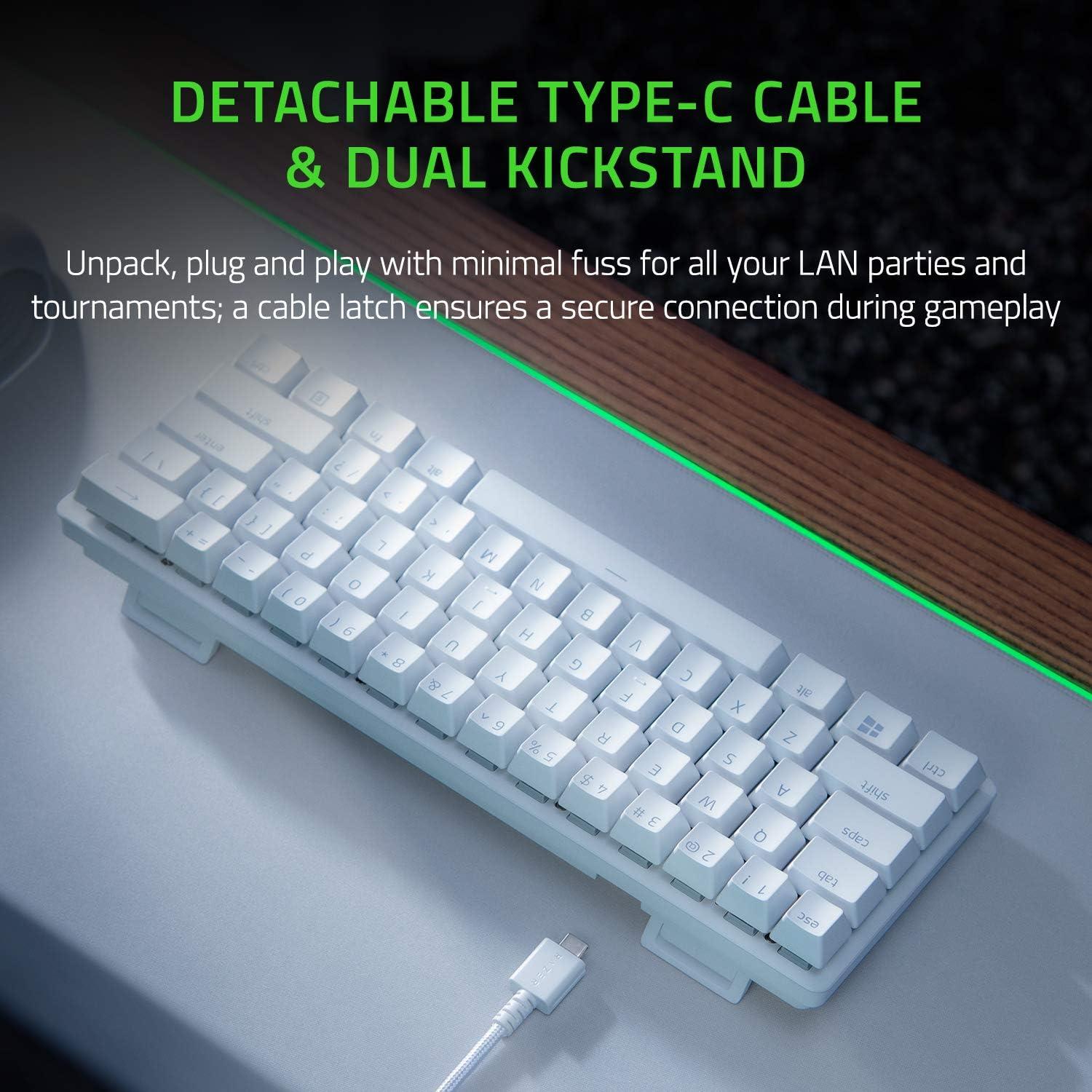 imageRazer Huntsman Mini 60 Gaming Keyboard Clicky Optical Switches  Rapid Trigger Mode  Chroma RGB Lighting  PBT Keycaps  Onboard Memory  Snap Tap  White