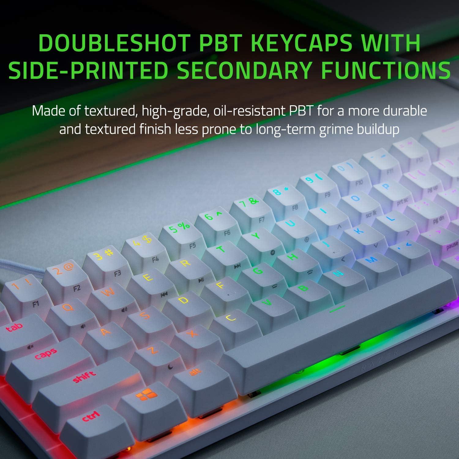 imageRazer Huntsman Mini 60 Gaming Keyboard Clicky Optical Switches  Rapid Trigger Mode  Chroma RGB Lighting  PBT Keycaps  Onboard Memory  Snap Tap  White