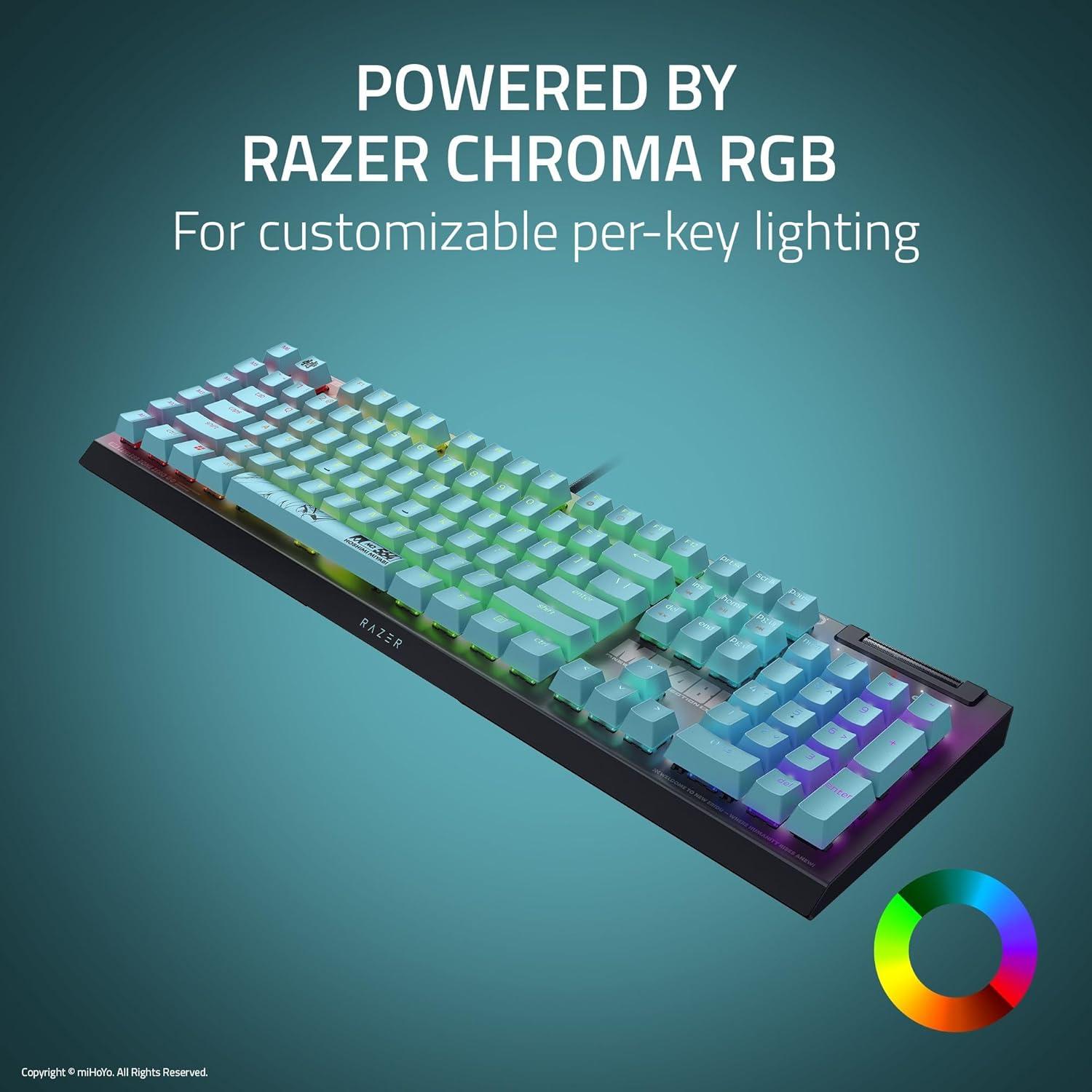 imageRazer BlackWidow V4 X Mechanical Gaming Keyboard Green Switches Tactile ampamp Clicky  6 Macro Keys  Chroma RGB  Doubleshot ABS Keycaps  Sound Dampening ampamp Stabilizers  Zenless Zone Zero Edition