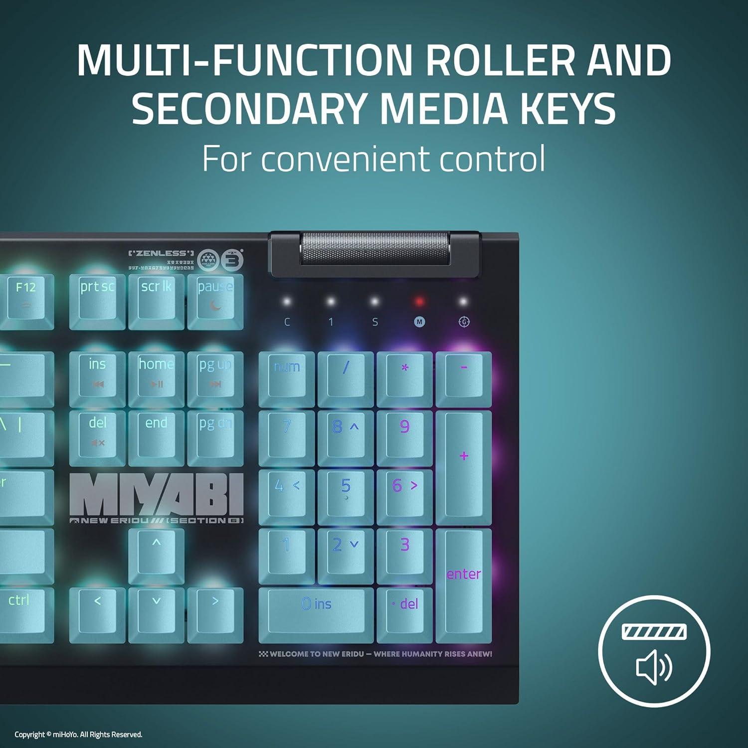 imageRazer BlackWidow V4 X Mechanical Gaming Keyboard Green Switches Tactile ampamp Clicky  6 Macro Keys  Chroma RGB  Doubleshot ABS Keycaps  Sound Dampening ampamp Stabilizers  Zenless Zone Zero Edition