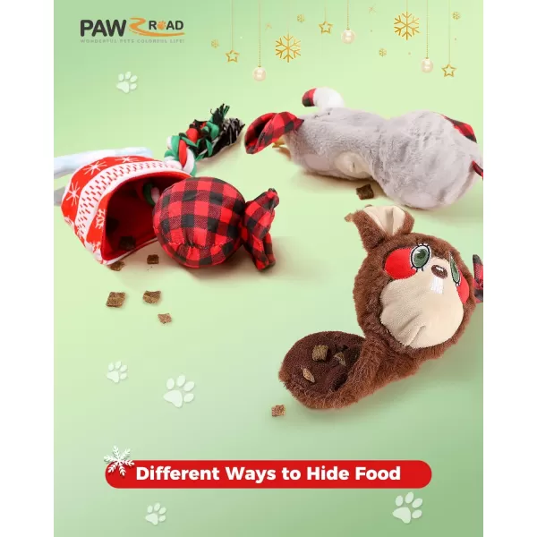 PAWZ Road 5Pcs Christmas Dog Toys Gift Squeaky Toys No Stuffing Plush Chew Toy for Small Medium Dog Puppy Teething Chewing ToysInteractive Dog Toys Dog Birthday Gifts5 PACK