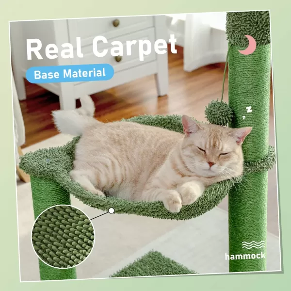 PAWZ Road Cactus Cat Tree 33 Inchs Cat Tower with Large Soft Hammock and Fully Wrapped Sisal Scratching Post for Indoor CatsOriginal