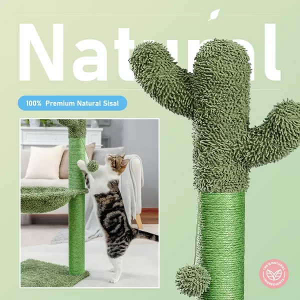 PAWZ Road Cactus Cat Tree 33 Inchs Cat Tower with Large Soft Hammock and Fully Wrapped Sisal Scratching Post for Indoor CatsOriginal