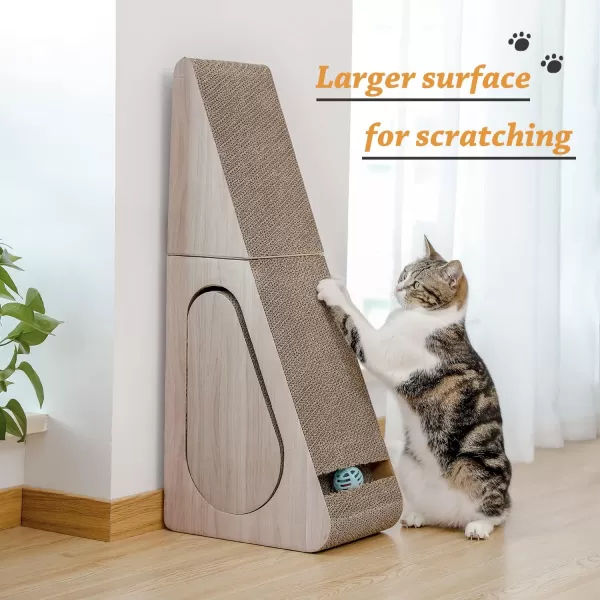 PAWZ Road Cat Scratching Post 2 in 1 Large 283quot Corrugated Cat Scratcher Three Sided Use Scratching Pad with Balls for Indoor Cats and Kittensscratching pad