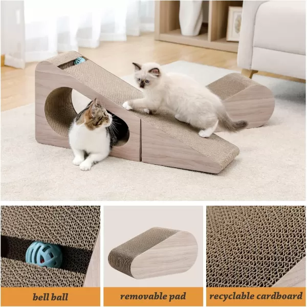 PAWZ Road Cat Scratching Post 2 in 1 Large 283quot Corrugated Cat Scratcher Three Sided Use Scratching Pad with Balls for Indoor Cats and Kittensscratching pad