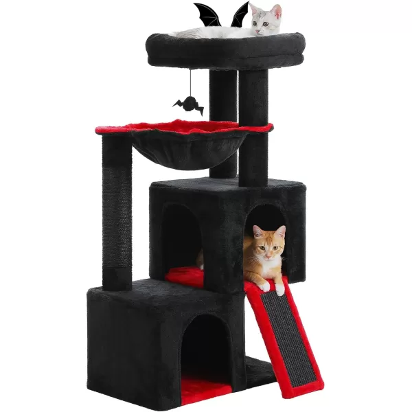 PAWZ Road Cat Tree 30 Inches Cat Tower with Dual Condos for Indoor Cats Plush Cat House with Padded Perch Scratching Ramp and Posts and Replaceable BallsBeigeBlack