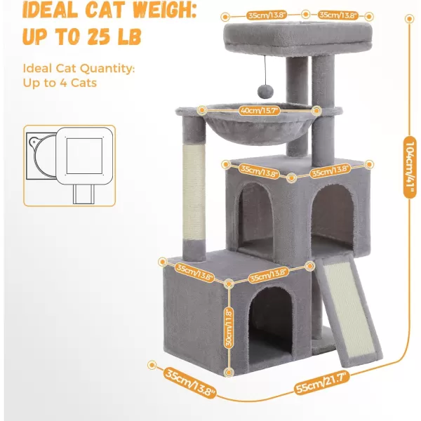 PAWZ Road Cat Tree 30 Inches Cat Tower with Dual Condos for Indoor Cats Plush Cat House with Padded Perch Scratching Ramp and Posts and Replaceable BallsBeigeGray