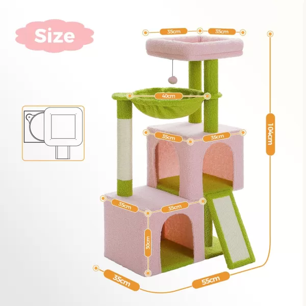 PAWZ Road Cat Tree 30 Inches Cat Tower with Dual Condos for Indoor Cats Plush Cat House with Padded Perch Scratching Ramp and Posts and Replaceable BallsBeigePink