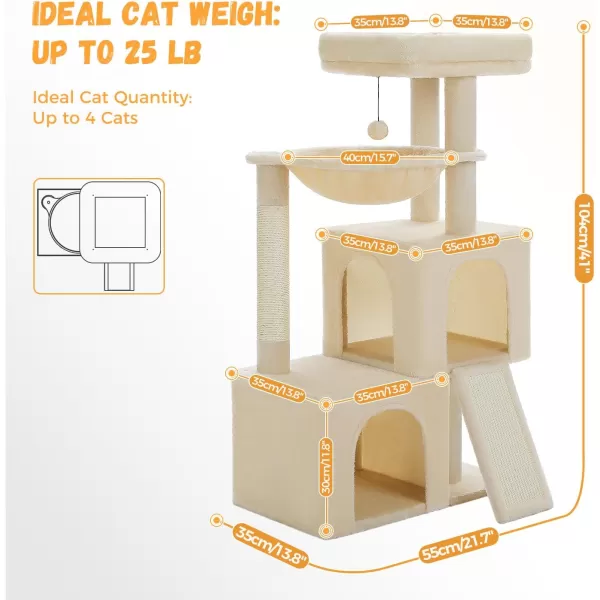 PAWZ Road Cat Tree 30 Inches Cat Tower with Dual Condos for Indoor Cats Plush Cat House with Padded Perch Scratching Ramp and Posts and Replaceable BallsBeigeBeige